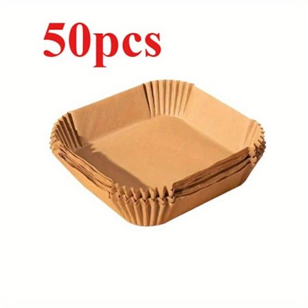 Tykkere Airfryer-ark (100/50 stk) – Universell for ovn og mikrobølgeovn, non-stick ubleket bakepapir, varmebestandig for hjem og kommersiell bruk (BR)