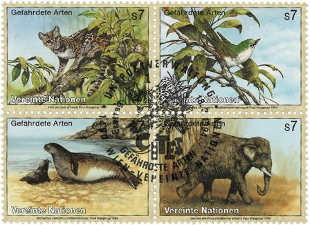 FN Wien - Truede dyr 1994 - Stemplet sæt 4v