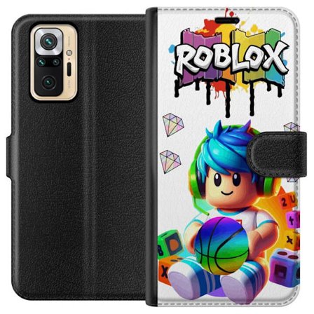 Kompatibelt Plånboksfodral till Xiaomi Xiaomi Redmi Note 10 Pro Färgstark Roblox-illustration med spelkaraktär, leksaker och energi, perfekt för s