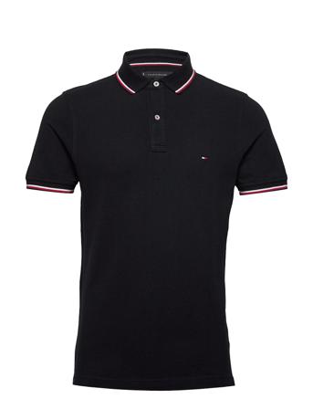 Core Tommy Tipped Slim Polo Polos Short-sleeved Svart Tommy Hilfiger