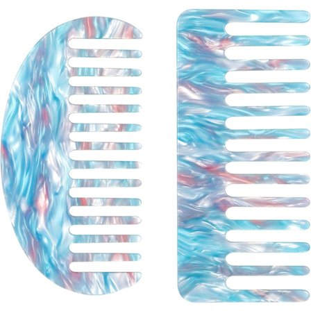 2-pakks bredtannet kamsett, stor flokekam uten håndtak antistatisk dusjkam flokekam frisørkam for rett hår krøllete hår