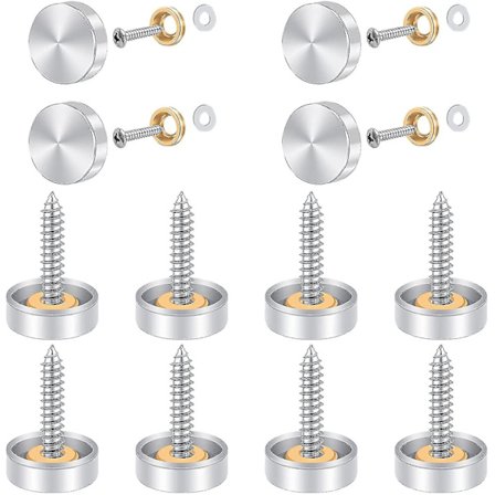 Rustfri Stål Skruehætter 12 Stk Spejlskruer, 16mm Rustfri Stål Spejlhætter Dekorative Spejlskruer Dækhætter Søm Med Skiver Til Spejlbord