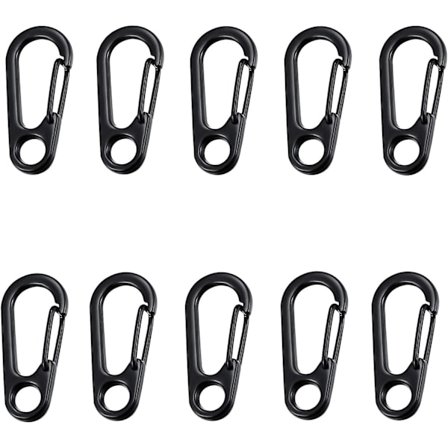 10pcs Mini Carabiner Clip,climbing Holds Clip Buckle Spring Clasps For Backpack For Camping Climbing Hiking Outdoor Key Ring (black)