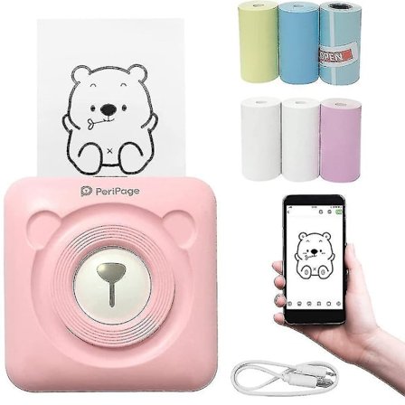 Portable Smart Photo Printer, Mini Thermal Printer Bluetooth For Label Memo Receipt,with 6 Printing Paper Rolls