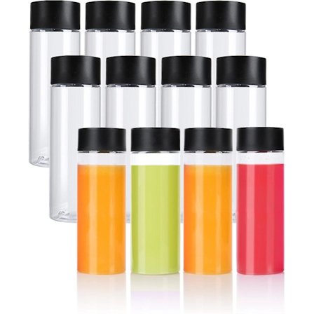 10oz tomme plast juiceflasker med sorte låg - 12-pak_MGF