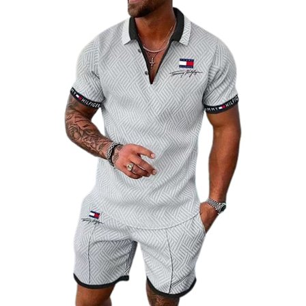 Herr Casual Set Sportkläder Gym Fitness Set Mode Sommar Kortärmad T-shirt Shorts Set Manlig Sportkläder Träningsdräkt Vit