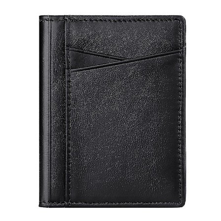 Slank kreditkort etui pung til mænd og kvinder, lille læderpung med id-vindue, 8,5*10,5cm