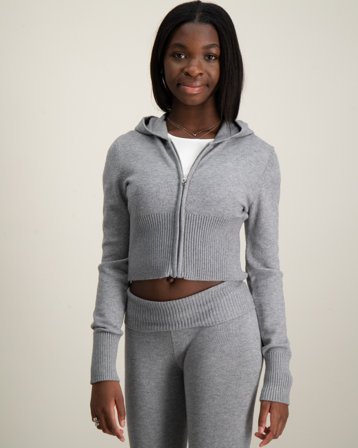 Gina Tricot Young Y knitted yoga hood Gris Sweats à capuche Fille - Kids Brand Store