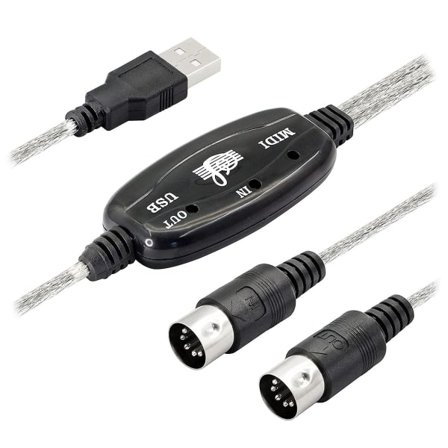 USB Midi -kaapeliadapteri, USB-A-uros - Midi Din 5-nastainen sisään-/ulosmenokaapeliliitäntä LED-ilmaisimella [DB] Kuten kuvassa