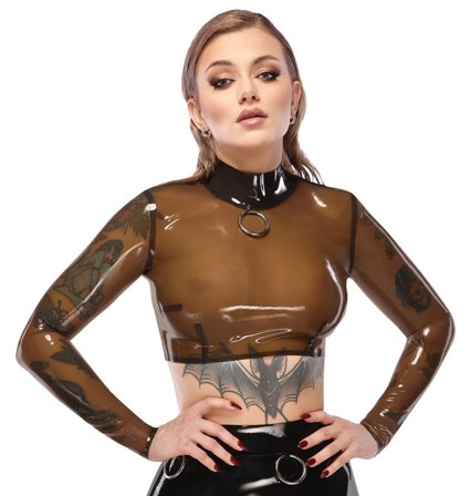 Late-X: Latex Crop Top With Long Sleeves - Vuxen.dk: Lingeri & undertøj