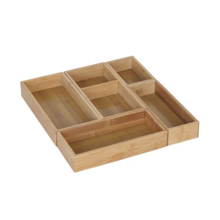 Lådor för lådor i bambu, 5 delar – Kök och kontor