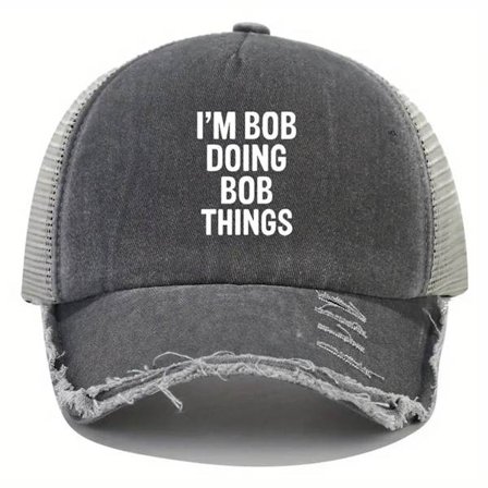 Unisex-baseballlippis I'M BOB DOING BOB THINGS -painatuksella, pesty isän hattu, yksivärinen, kulutettu, säädettävä hip hop -aurinkohattu naisille ja 