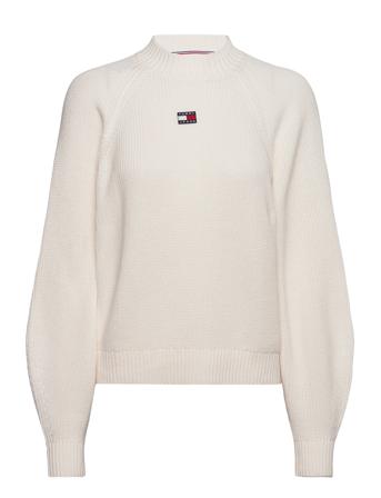 Tjw Badge Mockneck Sweater Pullover Hvit Tommy Jeans*Betinget Tilbud