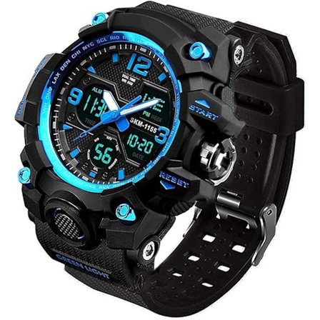 Analog sportklocka för män, LED militär digital klocka elektronisk stoppur stor dubbel urtavla tid utomhus militär handledsklocka taktisk