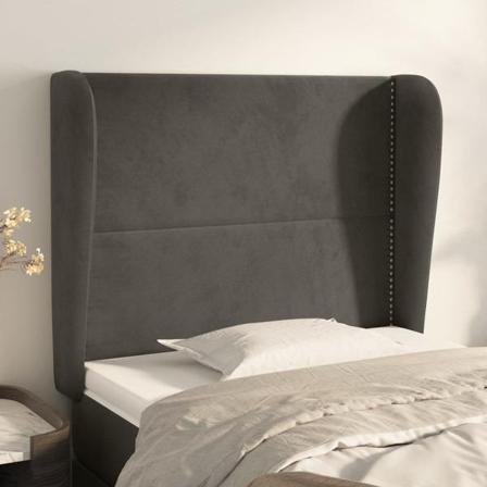 Vidaxl Huvudgavel Med Kanter Mörkgrå 103x23x118/128 Cm Sammet Grå