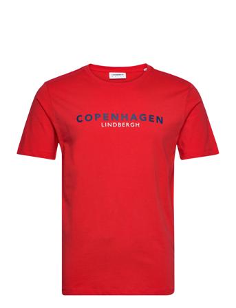 Copenhagen Print Tee S/S T-shirts Short-sleeved Rød Lindbergh*Betinget Tilbud