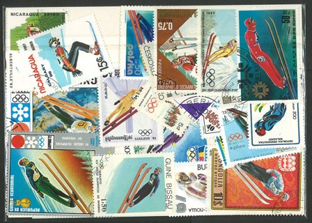 Skihop 2 miniark og 25 frimærker