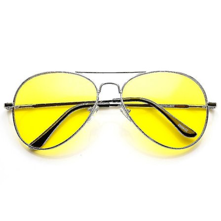 Mimigo Klassiske Metalramme Gule Natkørsels Aviator Solbriller