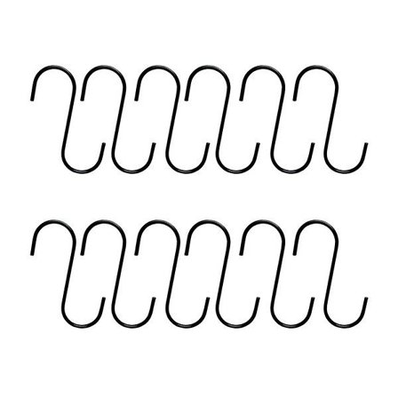 12 st rostfria krokar i stål, S-formade krokar