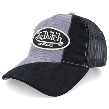 Von Dutch - Corduroy Cap With Badge Grey/Black Trucker Trucker Grey Cap - @ Hatstore