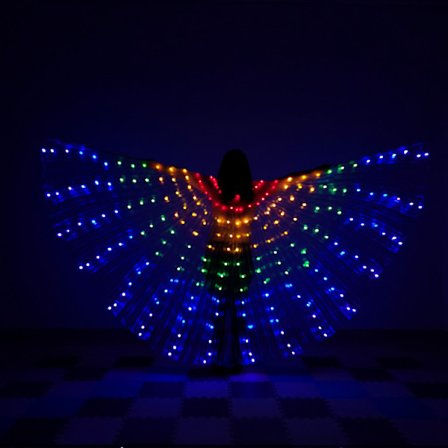 Magdans Golden Wing Regnbåge Färgglada LED Luminous Wing Dance