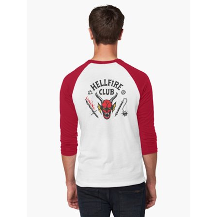 Stranger Things 4 Hellfire Club-logotyp Baseball ¾-ärmad T-shirt