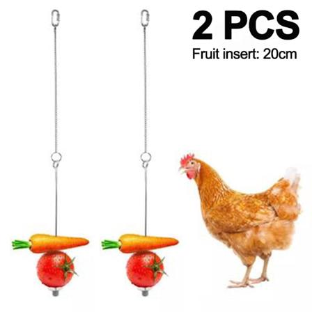 Kyckling- och grönsaksspett med frukt hållare för höns Fågel Rostfritt stål Mat hållare Frukt Grönsaksstickhållare Fåglar Hängande matare Leksak