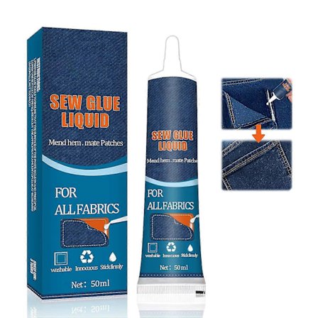 Stof Reparations Sy Lim 50ml, Sy Lim Bindevæske, Hurtigtørrende Multi Stof Sy Lim, Stoflim til Tøj Permanent Vaskbar Bomuld Flanel Denim