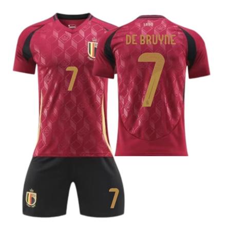 24-25 Belgien hjemmebanetrøje nr 7 Bruyne nr 10 Lukaku børn voksen kostume fodboldtrøje Ingen sokker størrelse 7 No socks size 7 16