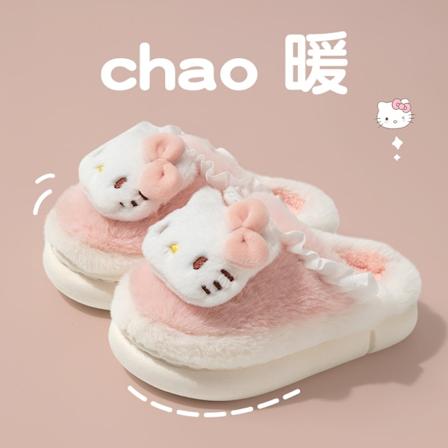 Cartoon Kawaii Sanrios Cinnamoroll Hello Kittys My Melody Plysch Bomullstofflor Söt Inomhus Hem Halkskydd Varmt Bomullstofflor 36-37 Hello Kitty