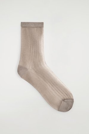 COS Ribbed Sheer Socks in Beige - Women