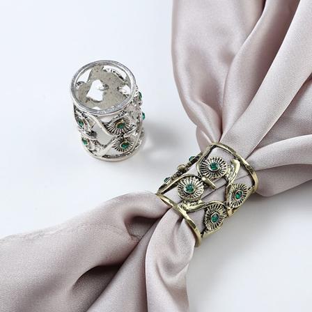 2 stk Retro Sjalring Klips Glide i Gull Sølv Tone Metall Antikk Hul Rør Chiffon Spenne