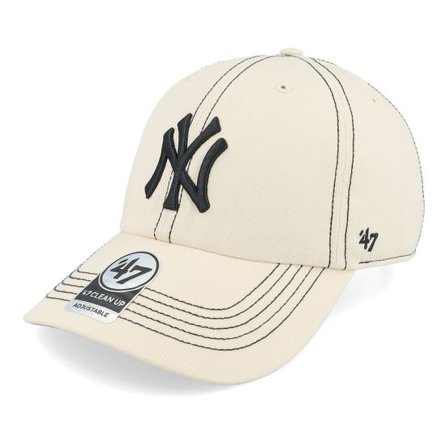 47 Brand - MLB Beige unconstructed Keps - New York Yankees MLB Stitch 47 Clean Up Natural Dad Cap @ Hatstore
