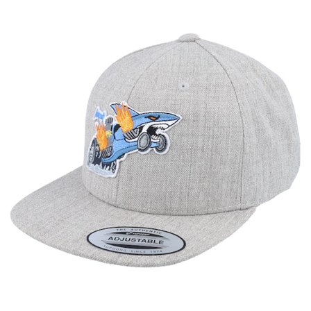Kiddo Cap - Grå snapback Keps - Kids Shark Drag Car Kids Heather Grey Snapback @ Hatstore