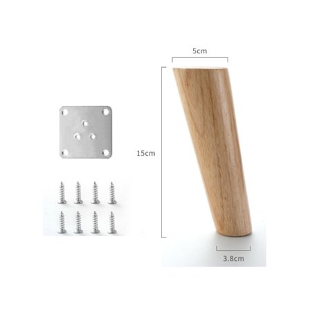 Sæt med 4 møbelben i træ, 15 cm udskiftningsben til sofa, kaffe