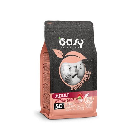 Oasy Grain Free Adult Medium & Large Con Tacchino Per Cani Adulti