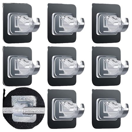 2 kpl poraamatonta verhotankokannatinta poraamaton itseliimautuva verhotanko kiinteä koukku läpinäkyvä väri