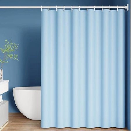 Vattentätt Duschdraperi 120x200 cm med Ringar, Anti-Mögel Badrumsfoder, Ljusblå