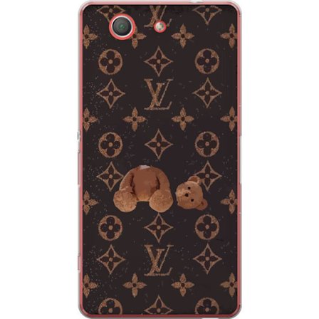 Kompatibel Mobilcover til Sony Sony Xperia Z3 Compact Luksuriøst monogrammønster med knust bamse i mørk modeæstetik