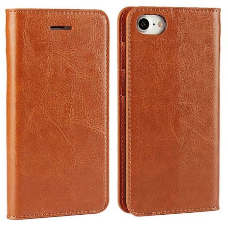 For iPhone SE (2020)/SE (2022)/8/7 4.7 tommer Oljet kant Crazy Horse Ekte Lær Festet Hard PC Inner Veske Lommebok Stativ Flip Telefon Deksel