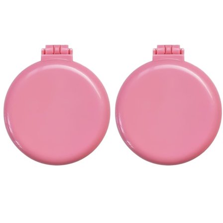 TG Vikbar hårborste med spegel, rund minikompakt massagekam för handväska/ficka, reseformat för flickor och kvinnor - rosa