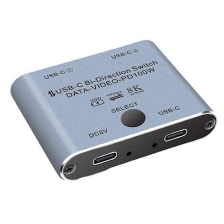 Bi-direksjonell USB C KVM-bryter Splitter for 8K@60Hz/4K@144Hz Videooverføring + 100W Lading + 10Gbps Data