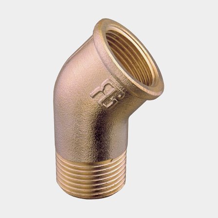 Gomito Guidi 45° Elbow Male/Female, bronzo, angolato 45°, 2" G (BSP) (interno) a 2" G (BSP) (esterno)