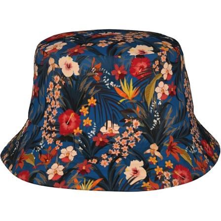 Pakattava Bucket Hat - Aurinkolippis Kalastajille Ulkoiluun Kesärannalle Miehille ja Naisille Tropical Adjustable