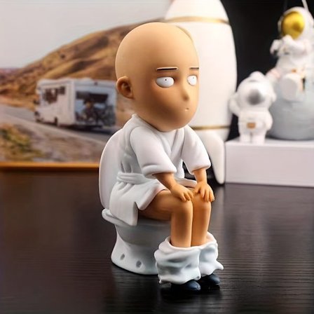 Sjov Skaldet Karakter Figur med Pigget Hårtilbehør - Badekåbe & Toilet Pose, Blandede Farver