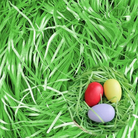 Grönt - Strimlad papper, påskgräs, presentfyllning, 200g strimlat