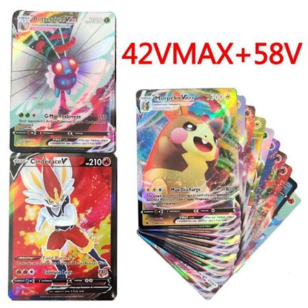 100 Ekstremt Sjældne Kort Inklusive 58V og 42VMAX - Ingen Dubletter - Fantastisk Gave til Børn og Samlere