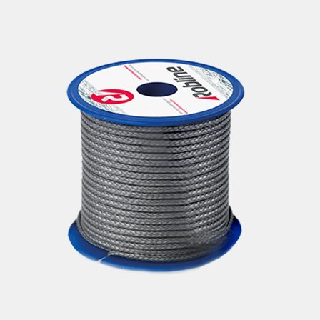 Dyneemaline / UHMWPE-line Robline Ocean 3000 XG, 12-flettet Dyneema SK78, UV-beskyttet & coatet, grå, 10 meter x Ø4 mm