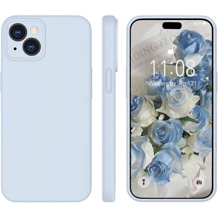 Flytende silikon deksel, full kroppsbeskyttende gel gummi slank støtsikkert deksel med mikrofiberfôr, for iPhone 15 Case6.1 tommer