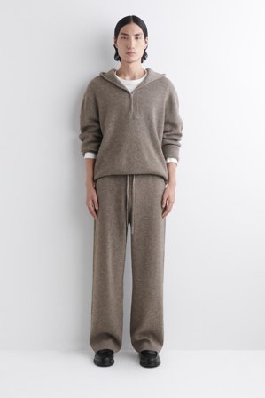 COS Men's Knitted Merino-Yak Zip-Up Hoodie in Beige